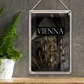 Blechschild Reise 20x30cm Wien Österreich Kronleuchter Posta