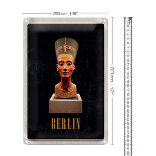 Blechschild Reise 20x30cm Berlin DE Museum Nefertiti Bust