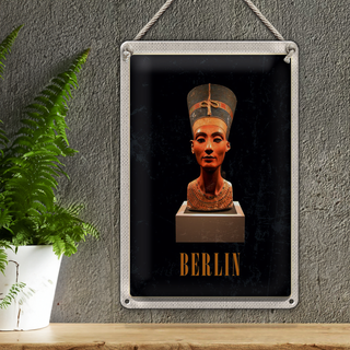 Blechschild Reise 20x30cm Berlin DE Museum Nefertiti Bust