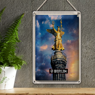 Blechschild Reise 20x30cm Berlin DE Alexanderplatz Siegessäule