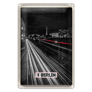 Blechschild Reise 20x30cm Berlin Deutschland Bahn Nacht