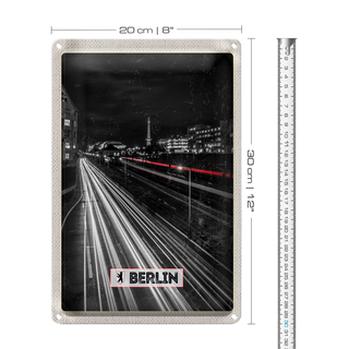 Blechschild Reise 20x30cm Berlin Deutschland Bahn Nacht