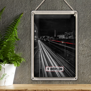 Blechschild Reise 20x30cm Berlin Deutschland Bahn Nacht