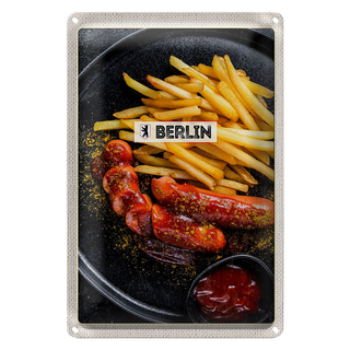 Blechschild Reise 20x30cm Berlin Deutschland Currywurst Essen