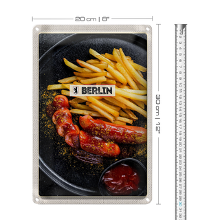 Blechschild Reise 20x30cm Berlin Deutschland Currywurst Essen