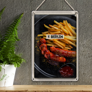 Blechschild Reise 20x30cm Berlin Deutschland Currywurst Essen