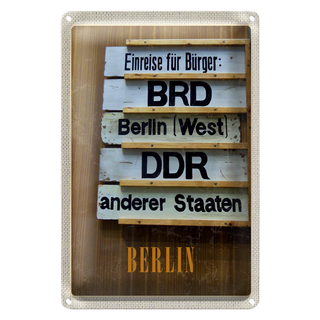 Blechschild Reise 20x30cm Berlin DE BRD DDR West Bild