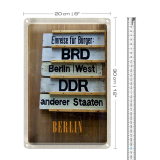 Blechschild Reise 20x30cm Berlin DE BRD DDR West Bild