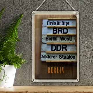 Blechschild Reise 20x30cm Berlin DE BRD DDR West Bild