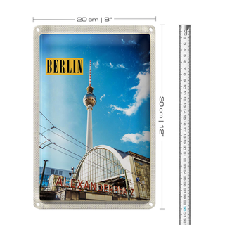 Blechschild Reise 20x30cm Berlin Deutschland Fernsehturm Trip