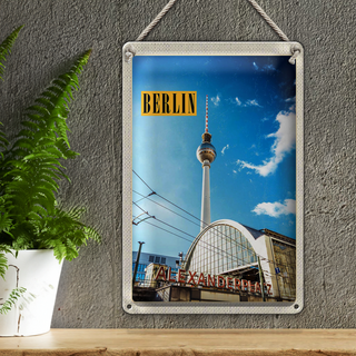 Blechschild Reise 20x30cm Berlin Deutschland Fernsehturm Trip