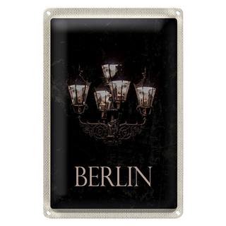 Blechschild Reise 20x30cm Berlin Deutschland schwarz weiß