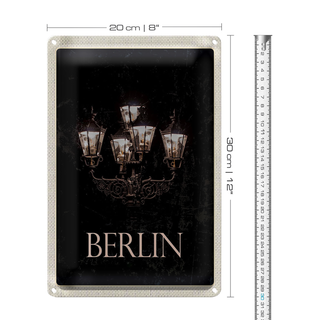 Blechschild Reise 20x30cm Berlin Deutschland schwarz weiß