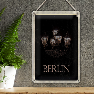 Blechschild Reise 20x30cm Berlin Deutschland schwarz weiß