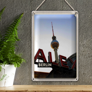 Blechschild Reise 20x30cm Berlin Deutschland Alex Fernsehturm Schild