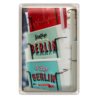 Blechschild Reise 20x30cm Berlin Deutschland Postkarte