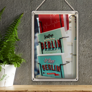 Blechschild Reise 20x30cm Berlin Deutschland Postkarte