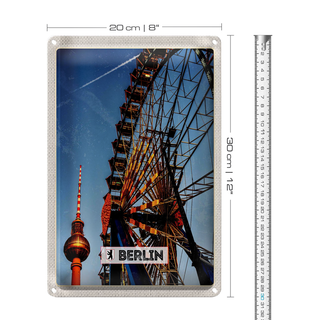Blechschild Reise 20x30cm Berlin Deutschland Kirmes