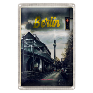 Blechschild Reise 20x30cm Berlin Deutschland Mittelalter Gemälde