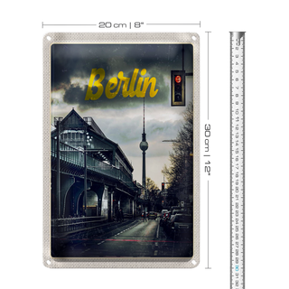 Blechschild Reise 20x30cm Berlin Deutschland Mittelalter Gemälde