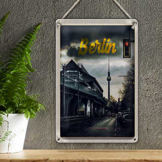 Blechschild Reise 20x30cm Berlin Deutschland Mittelalter Gemälde