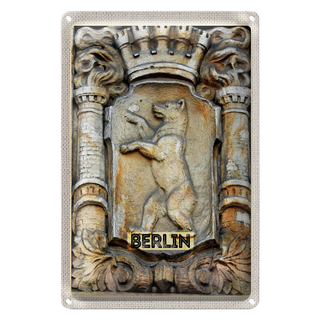 Blechschild Reise 20x30cm Berlin Deutschland Wappen Skulptur