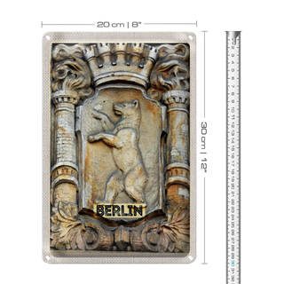 Blechschild Reise 20x30cm Berlin Deutschland Wappen Skulptur