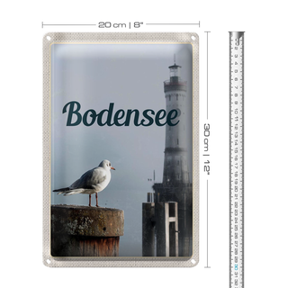 Blechschild Reise 20x30cm Bodensee Deutschland Leuchtturm