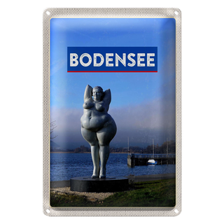 Blechschild Reise 20x30cm Bodensee Deutschland Skulptur Ufer