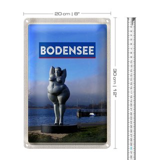 Blechschild Reise 20x30cm Bodensee Deutschland Skulptur Ufer