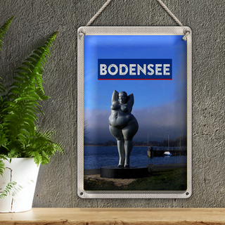 Blechschild Reise 20x30cm Bodensee Deutschland Skulptur Ufer