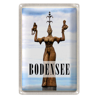 Blechschild Reise 20x30cm Bodensee Deutschland Statue Frau