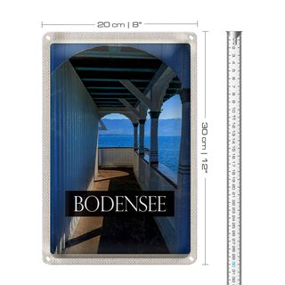Blechschild Reise 20x30cm Bodensee Deutschland Aussicht auf See