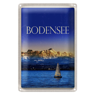 Blechschild Reise 20x30cm Bodensee Deutschland Bot See