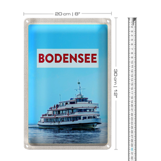 Blechschild Reise 20x30cm Bodensee Deutschland Schiff auf See