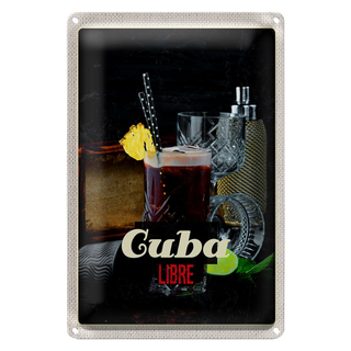 Blechschild Reise 20x30cm Cuba Karibik Urlaub Getränke Libre