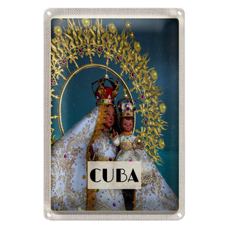 Blechschild Reise 20x30cm Cuba Karibik Königin als Statue