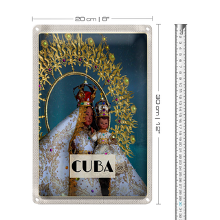 Blechschild Reise 20x30cm Cuba Karibik Königin als Statue