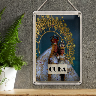 Blechschild Reise 20x30cm Cuba Karibik Königin als Statue
