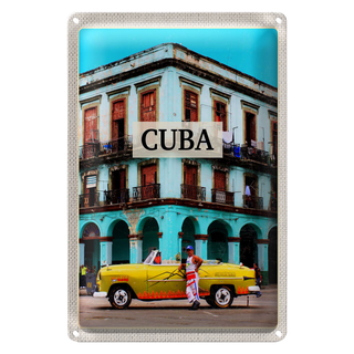 Blechschild Reise 20x30cm Cuba Karibik Oldtimer Haus
