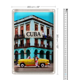 Blechschild Reise 20x30cm Cuba Karibik Oldtimer Haus