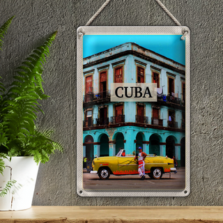 Blechschild Reise 20x30cm Cuba Karibik Oldtimer Haus