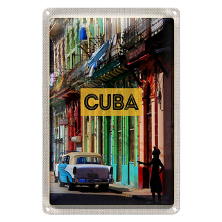 Blechschild Reise 20x30cm Cuba Karibik Oldtimer Haus Gasse