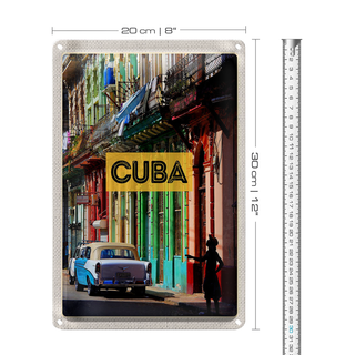 Blechschild Reise 20x30cm Cuba Karibik Oldtimer Haus Gasse