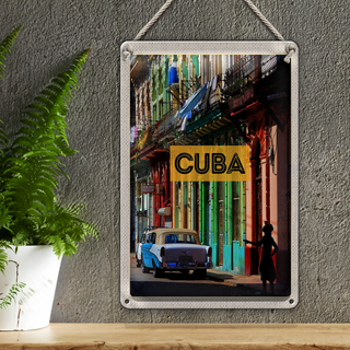 Blechschild Reise 20x30cm Cuba Karibik Oldtimer Haus Gasse
