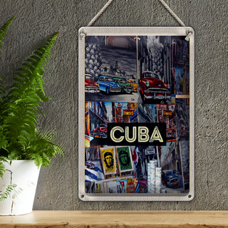 Blechschild Reise 20x30cm Cuba Karibik Freiheit Stadt Gemälde