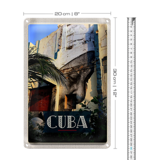 Blechschild Reise 20x30cm Cuba Karibik Gemälde auf Hauswand