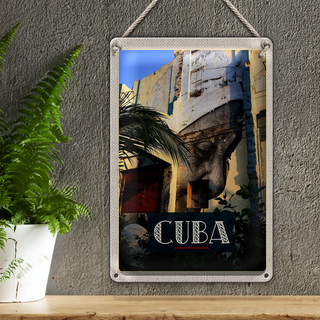 Blechschild Reise 20x30cm Cuba Karibik Gemälde auf Hauswand