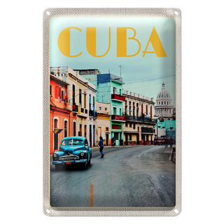 Blechschild Reise 20x30cm Cuba Karibik Stadtzentrum Stadt