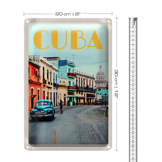 Blechschild Reise 20x30cm Cuba Karibik Stadtzentrum Stadt